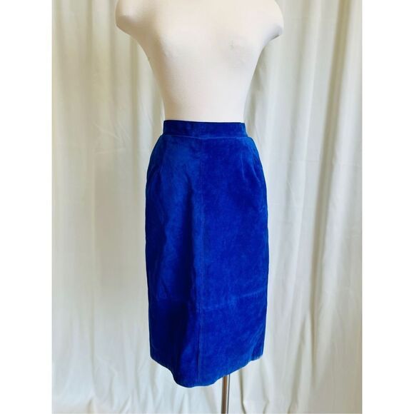Vintage Suede Midi Skirt with Back Slit - Picture 1 of 10